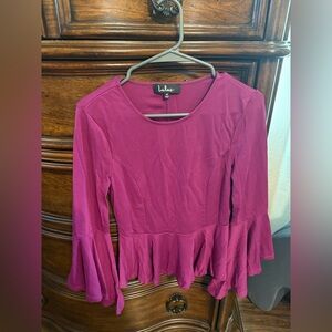 Lulu's Fuchsia Peplum Blouse